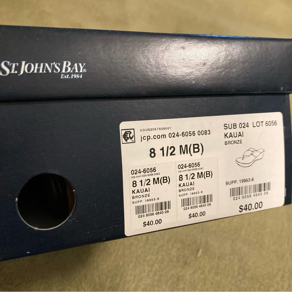 NIB St. John's Bay Kauai Vintage 80s 90s Sandals Brown Women's Size 8.5M